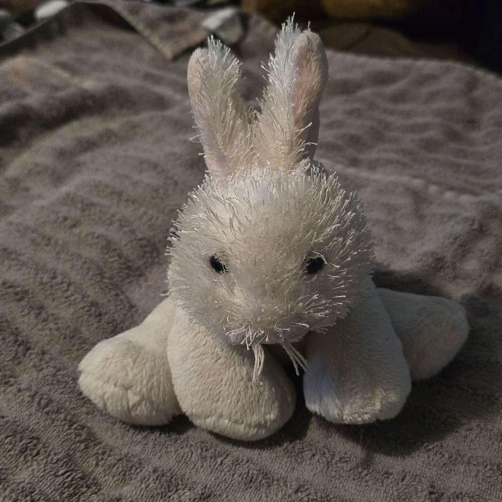 Ganz Webkinz Rabbit HM078 Small Plush Toy Kids White Retired Tinsel Fur Bunny